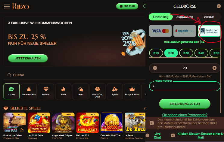 Casinos mit Zahlung per Handy Guthaben, die laut Spieler Bewertungen am besten abschneiden - SLota AT