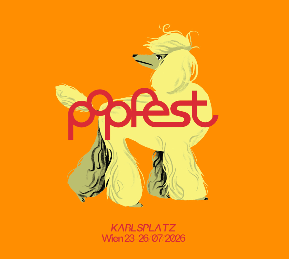 Popfest Wien 2026 Logo und Festivalmotiv am Karlsplatz in Wien