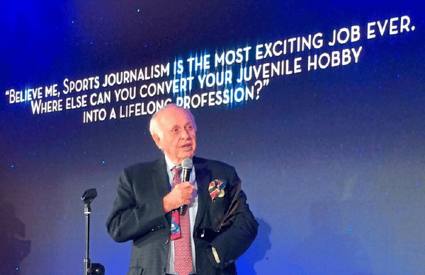 Michael Kuhn bei der Verleihung des AIPS Lifetime Achievement Award 2019 in Lausanne