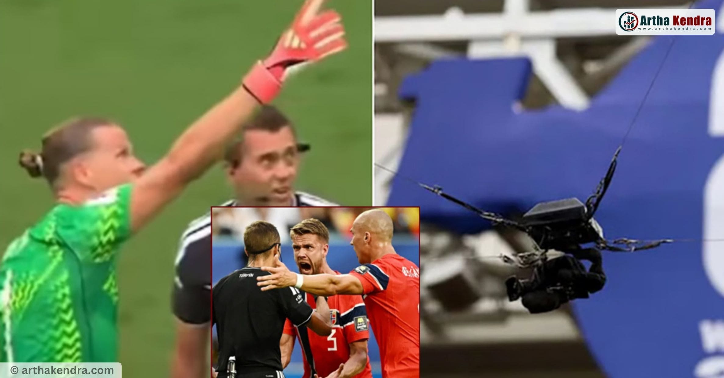 Strittige Szene mit der Spidercam-Leine vor dem englischen Ausgleichstreffer